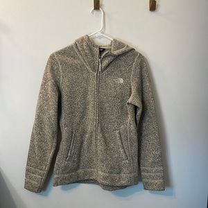 North Face Oatmeal zip up hooded fleece jacket - Size S